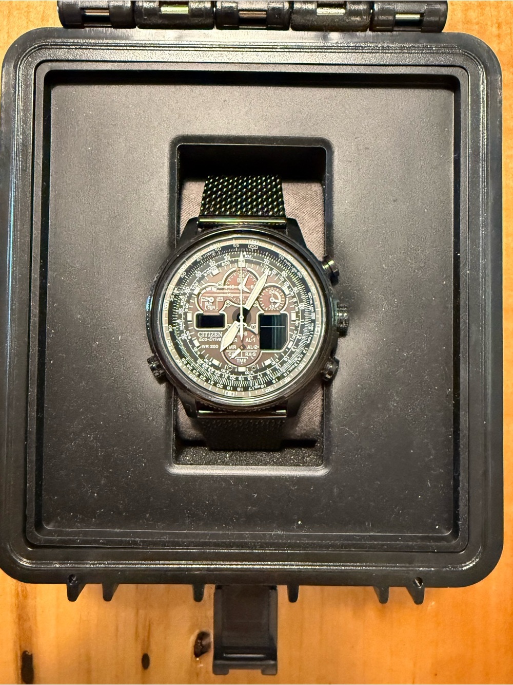 Citizen Black Mesh Pilot-Style Chronograph Watch